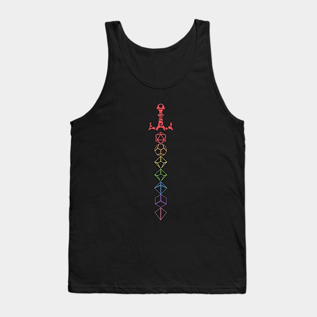 Rainbow Polyhedral Dice Sword Loot Tabletop RPG Addict Tank Top by dungeonarmory